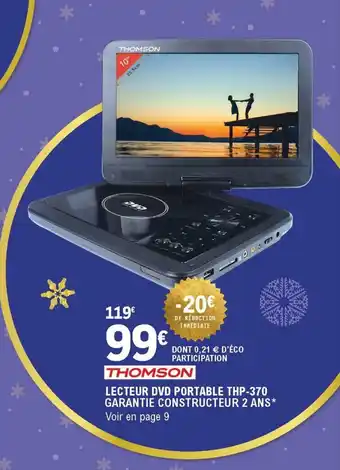 Lecteur DVD Portable THP-370 Garantie Constructeur 2 Ans