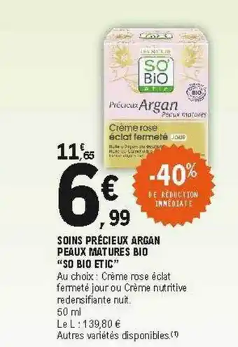 E.Leclerc Soins Précieux Argan Peaux Matures Bio offre