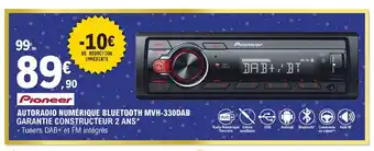 E.Leclerc L'Auto Autoradio Numèrique Bluetooth MVH-330DAB Garantier Constructeur 2 Ans offre
