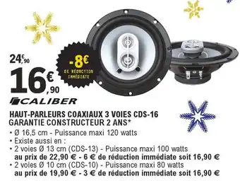E.Leclerc L'Auto Haut-Parleurs Coaxiaux 3 Voies CDS-16 Garantie Constructeur 2 Ans* offre