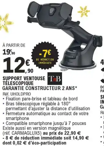 E.Leclerc L'Auto Support Ventouse Tèlescopique Garantie Constructeur 2 Ans offre