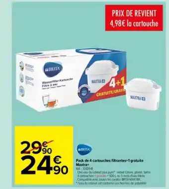 Carrefour Market Pack De 4 Cartouches Filtrantes + 1 Gratuite Maxtra+ offre