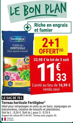 Gamm vert Terreau horticole Fertiligène offre