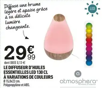 Centrakor Le diffuseur d’huiles essentielles led 130 cl à variations de couleurs offre