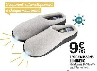 Centrakor Les chaussons lumineux offre