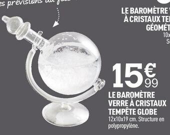 Centrakor Le baromètre verre à cristaux tempête globe offre
