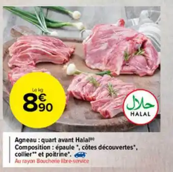 Carrefour Market Agneau : Quart Avant Halal Composition : épaule, Côtes Découvertes Collier Et Poitrine offre