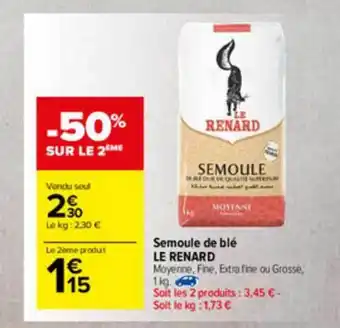 Carrefour Market Semoule De Blé Le Renard offre