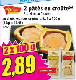 Norma 2 pâtés en croûte offre