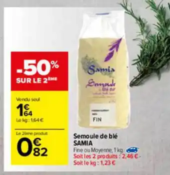Carrefour Market Semoule De Blé Samia offre