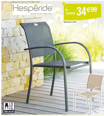 Carrefour Hespéride Fauteuil Piazza empilable offre