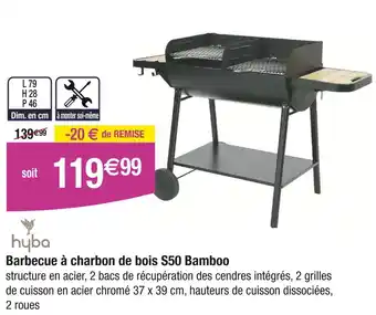 Carrefour hyba Barbecue à charbon de bois S50 Bamboo offre