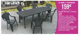 Carrefour ARETA Ensemble table Lipari + 6 fauteuils Tropéa offre