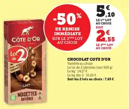 Super U Chocolat cote d'or offre