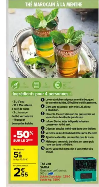 Carrefour Market Thé Vert Samia offre