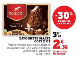 Super U Batonnets glaces cote d'or offre