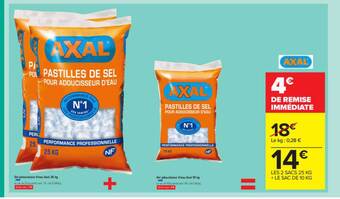 Carrefour Market Sel Adoucisseur D'eau Axal 25 Kg, Sel Adoucisseur D'eau Axal 10 Kg offre