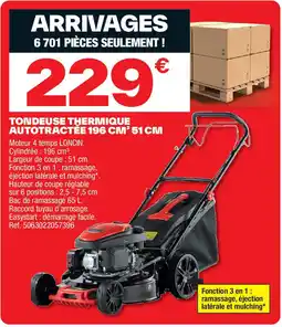 Brico Dépôt Tondeuse thermique autotractée 196 cm³ 51 cm offre