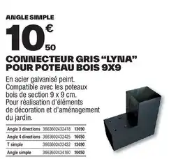 Brico Dépôt Connecteur gris "lyna" pour poteau bois 9x9 offre