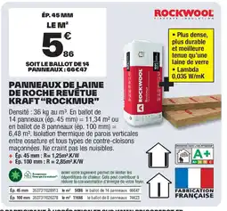 Brico Dépôt ROCKWOOL Panneaux de laine de roche revêtue kraft "rockmur" offre