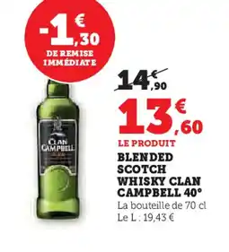 U Express Blended scotch whisky clan campbell 40° offre