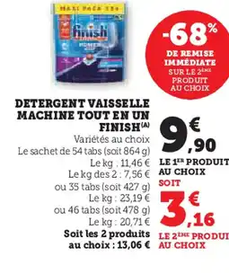 U Express FINISH Detergent vaisselle machine tout en un offre