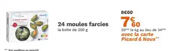 Picard 24 moules farcies offre