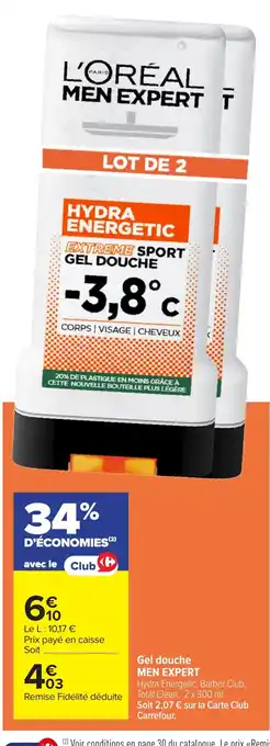 Carrefour MEN EXPERT Gel douche offre