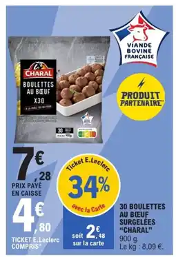 E.Leclerc Express CHARAL 30 boulettes au bœuf surgelées offre