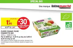 Intermarché Hyper Purée pomme poire pommette bio offre