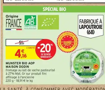 Intermarché Munster bio aop offre