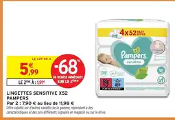 Intermarché Hyper PAMPERS Lingettes sensitive x52 offre