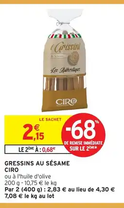 Intermarché Hyper CIRO Gressins au sésame offre