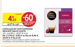 Intermarché Hyper DOLCE GUSTO Capsules de café espresso nescafé offre