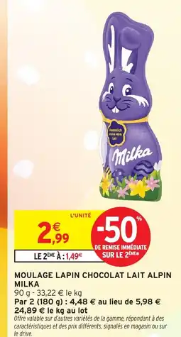 Intermarché Hyper MILKA Moulage lapin chocolat lait alpin offre