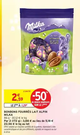 Intermarché Hyper MILKA Bonbons fourrés lait alpin offre