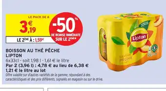 Intermarché Hyper LIPTON Boisson au thé pêche offre