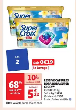 Auchan SUPER CROIX Lessive capsules bora bora offre