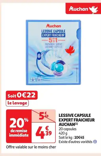 Auchan Lessive capsule expert fraicheur offre