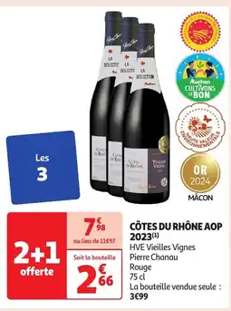 Auchan Côtes du rhône aop 2023 offre