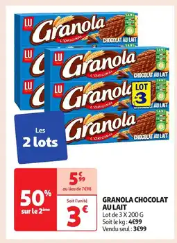 Auchan GRANOLA Chocolat au lait offre