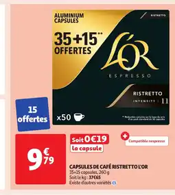 Auchan L'OR Capsules de café ristretto offre