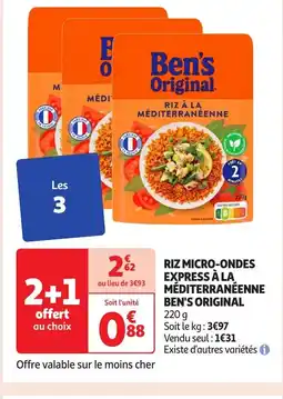 Auchan BEN'S ORIGINAL Riz micro-ondes express à la méditerranéenne offre