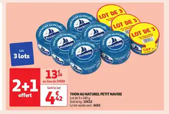 Auchan PETIT NAVIRE Thon au naturel offre