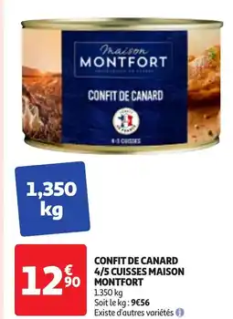 Auchan MAISON MONTFORT Confit de canard 4/5 cuisses offre