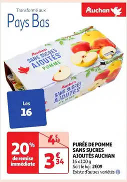 Auchan AUCHAN Purée de pomme sans sucres ajoutés offre