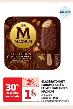 Auchan MAGNUM Glace bâtonnet caramel salé & eclats d'amandes offre