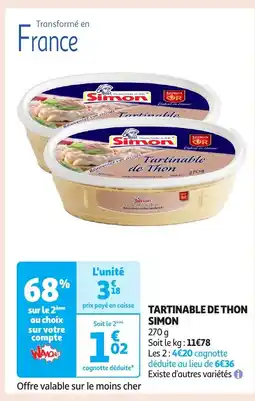 Auchan SIMON Tartinable de thon offre