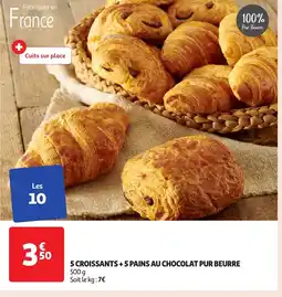 Auchan 5 croissants + 5 pains au chocolat pur beurre offre