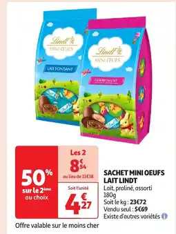 Auchan LINDT Sachet mini oeufs lait offre